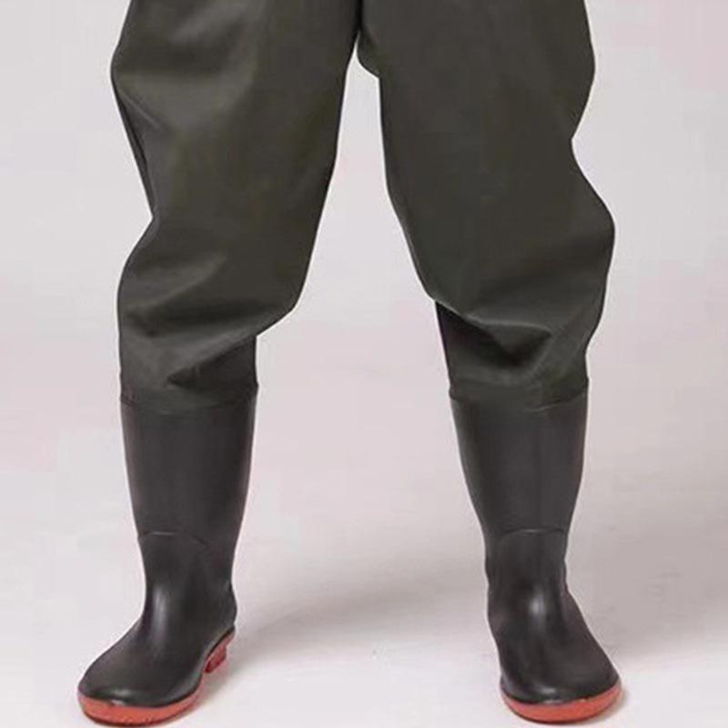 Green PVC Fishing Waders with Pockets