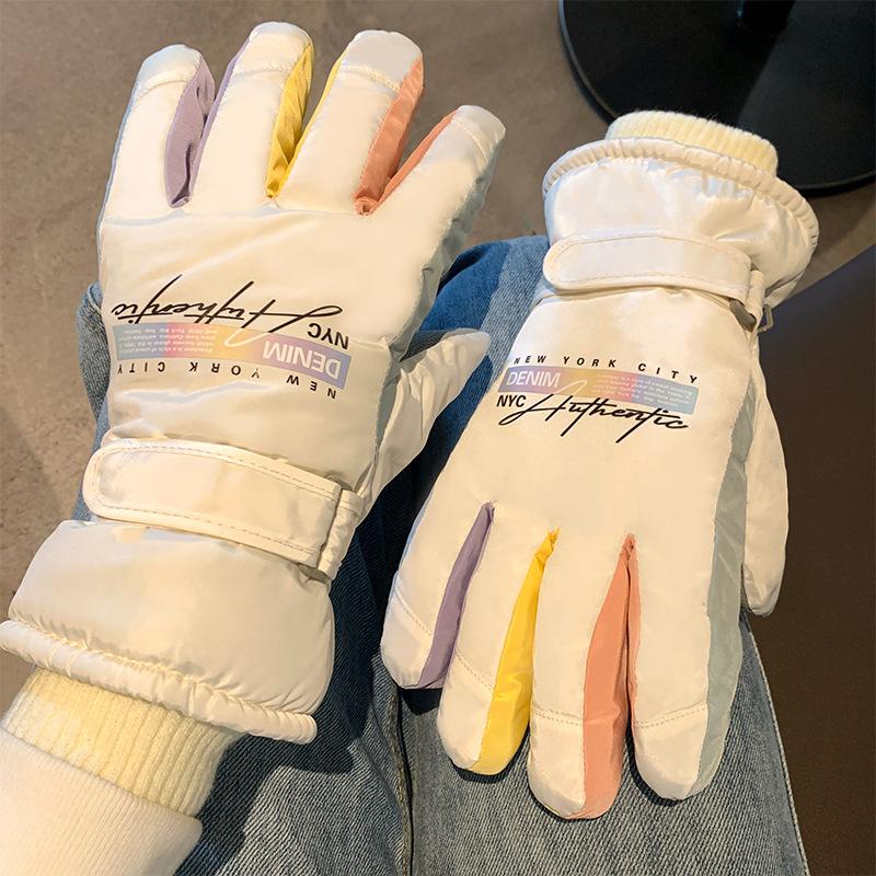 Guanti da Sci Impermeabili con Touch Screen per Donna in Autunno e Inverno Ispessiti e Foderati in Velluto Caldi Antiscivolo Isolanti per la Guida in Moto
