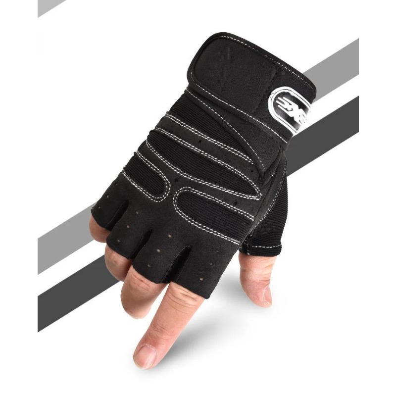 

Мужские перчатки для спортзала, тяжелая атлетика, бодибилдинг, тренировки, фитнес-перчатки без пальцев, велосипедные перчатки с половиной пальца, нескользящая поддержка запястья XL белый