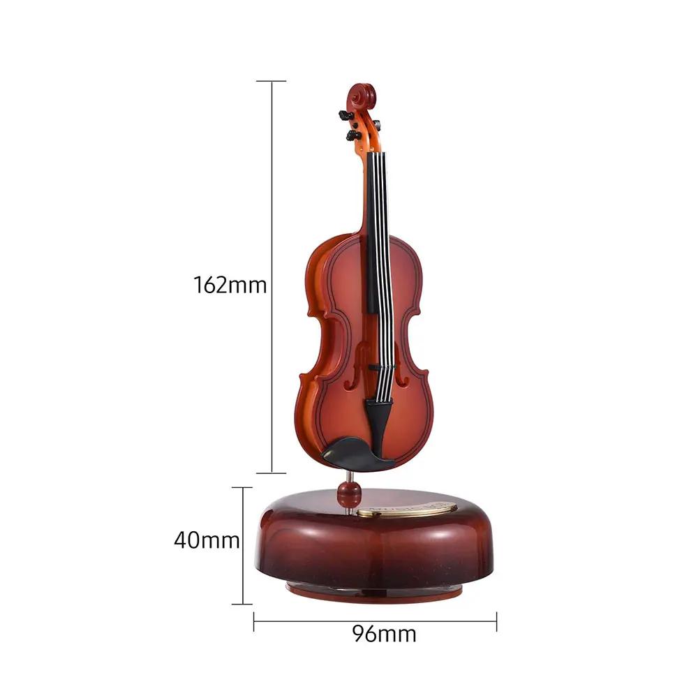 8 Inchi Violin Guitar Music Box Wind-Up Musical Instrument - Melody Playing Stringed Accessory for Birthday Festival Gift
