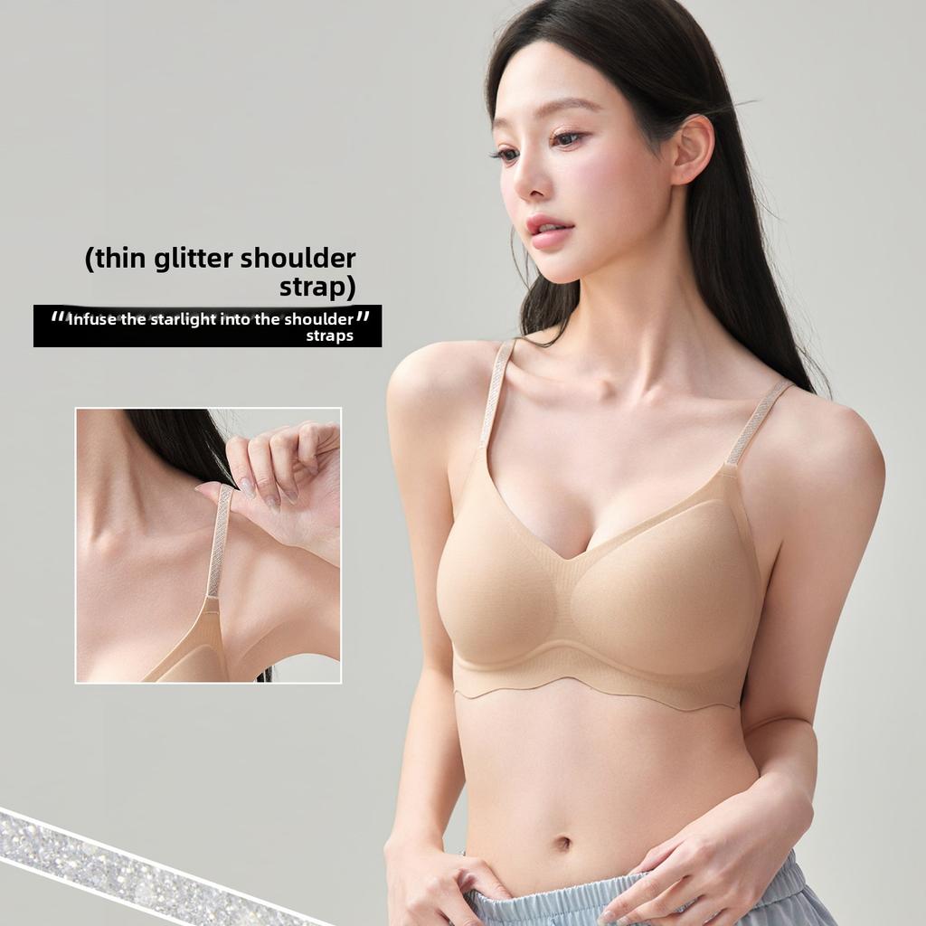 Shiny Strap Tank Top Bra, Cool Touch Lifting Foundation Breathable Modal Silk Seamless Women's Lingerie