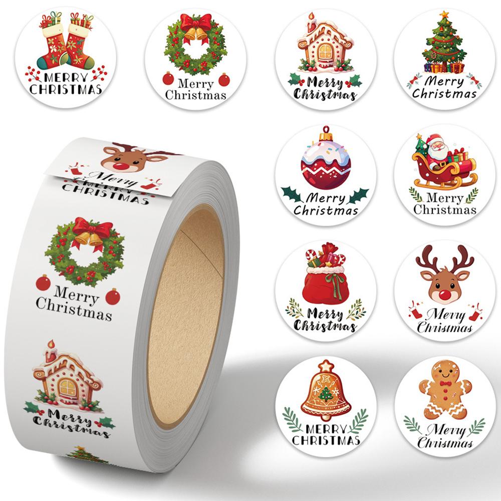 100-500Pcs High-Quality Round High-Quality Merry High-Quality Christmas High-Quality Stickers High-Quality Christmas High-Quality Tags High-Quality