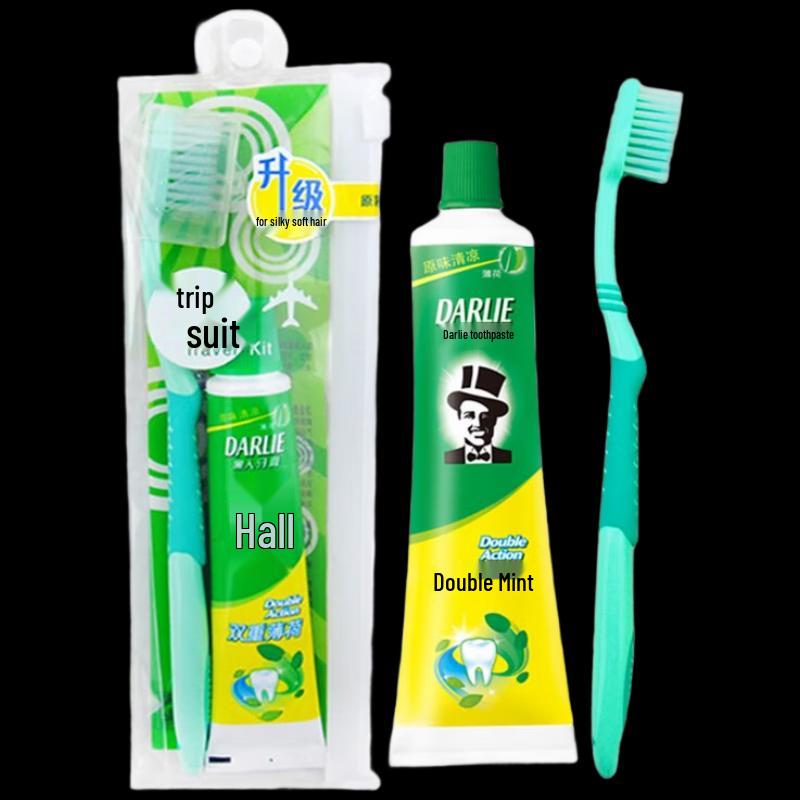 Darlie Double Mint Travel Toothbrush & Toothpaste Set, 2-Pack