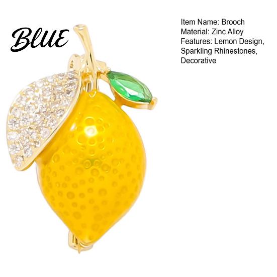 Alloy Fruit Pin Women Brooch Sparkling Rhinestones Small Lemon Shape