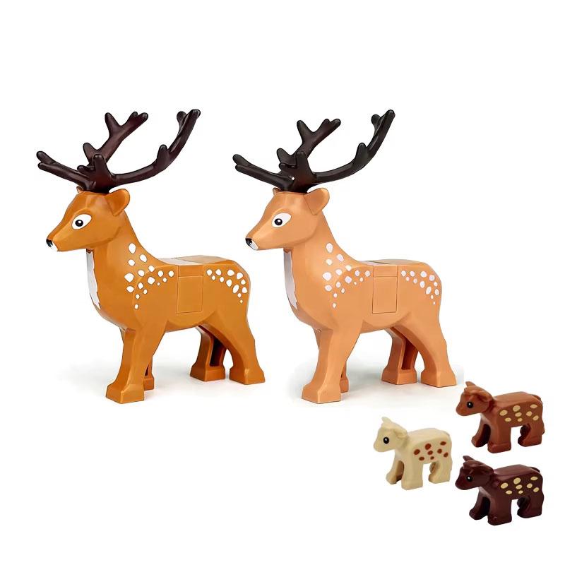 MOC Zwierzęta Zoo Klocki Słonie Tygrysy Słonie Małpy Łosie Niedźwiedzie Owce Wielbłąd Koń Krokodyl Lampart Mini Klocki DIY T11
