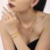 1 Piece Stainless Steel Small Flower Handmade Chain Oil Drip Colorful Heavy Work Necklace Bracelet Ladies Zircon Accessories