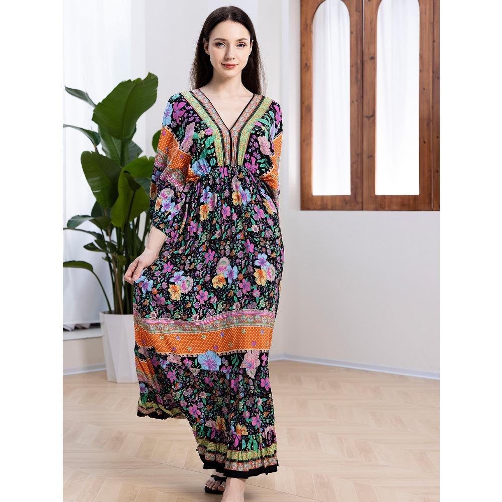Printed Dress Loose A Pendulum Dress Beach Blouse Holiday Dress