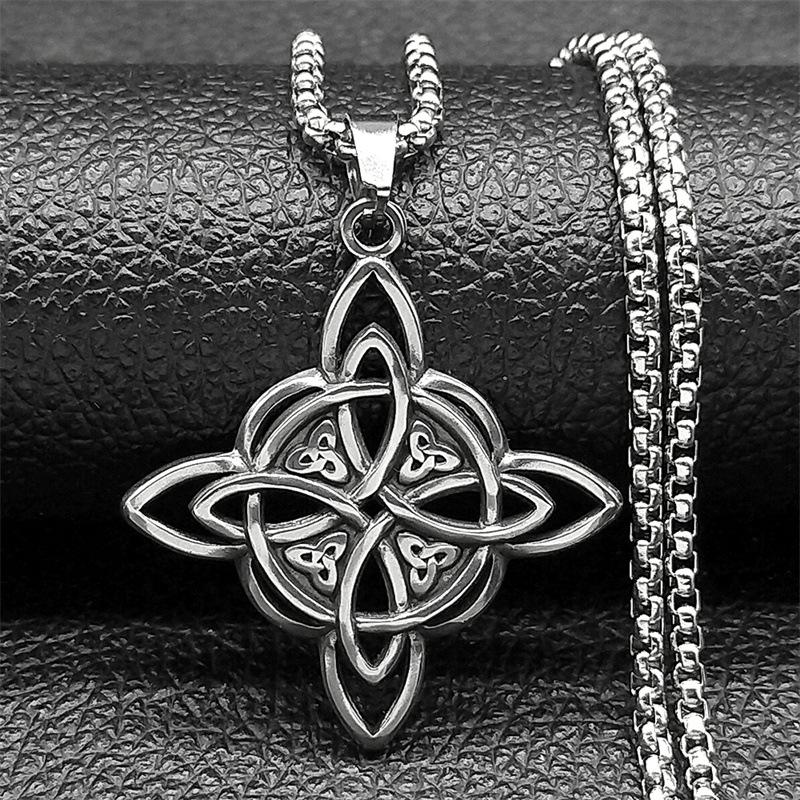 Vintage Viking Celtic Knot Stainless Steel Pendant Titanium Necklace Layering Chain