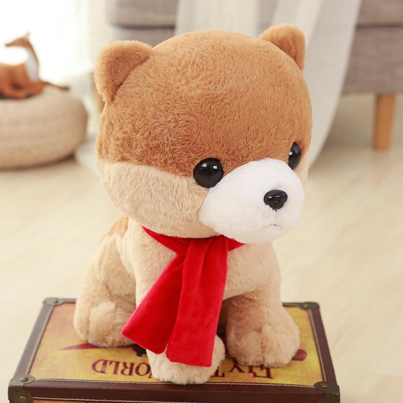 1ks 30cm Krásný vycpaný pejsek se šátkem Měkké roztomilé zvířátko Kreslený plyšový pes panenka pro děti B