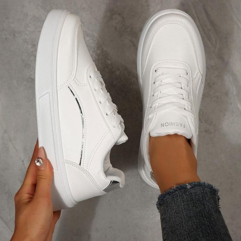 

Spring and Autumn New Versatile Student Little White Shoes Women s Sports Flat-bottomed Casual Thick-soled Height-increasing Board Shoes 43 срібний