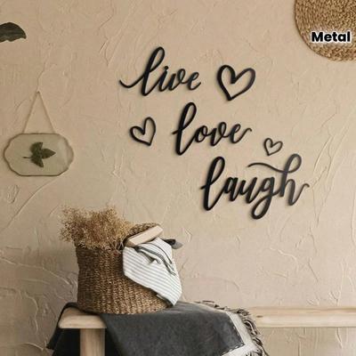 Décor Mural Art Métal Moderne 6 Pièces Photos Live Laugh Love Cadeau de Pendaison de Crémaillère