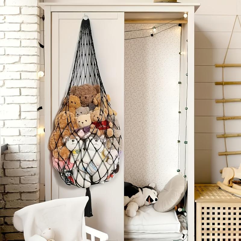 Amaca in Macramè per Conservare Peluche, Grande - Arredamento Stanza Boho Angolo Porta Giocattoli Rete Organizer Appeso per Peluche