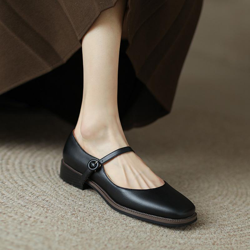 Shoes retro square head low heel single shoes women's new women's shoes Mary Jane shoes