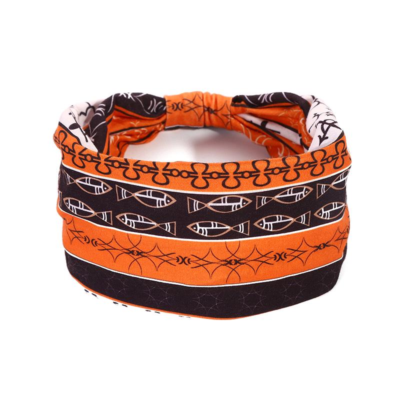Diadema de Algodón Elástico de Moda Estampado de Patrón Africano Estilo Twist Banda Elástica para el Cabello Diademas Anchas Bandana Turbante Nudo Headwrap