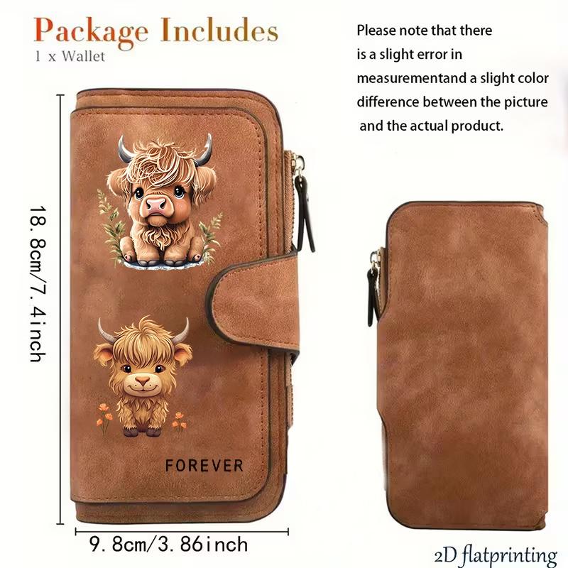Portafoglio Lungo da Donna Design Mucca delle Highlands Scozzesi Portamonete con Bottone Multifunzionale 1pz Carino Regalo per Amanti dei Gatti Pendolarismo Quotidiano Viaggio all'Aperto Uso Familiare