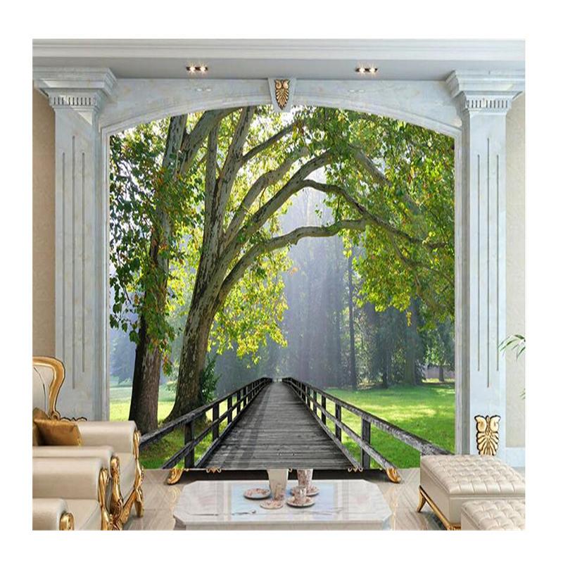 

Mural Birch Wood Bridge Scenery 3D Wallpaper Living Room Bedroom Mural TV Background Wallpaper 200 cm(W) x 140 cm(H)