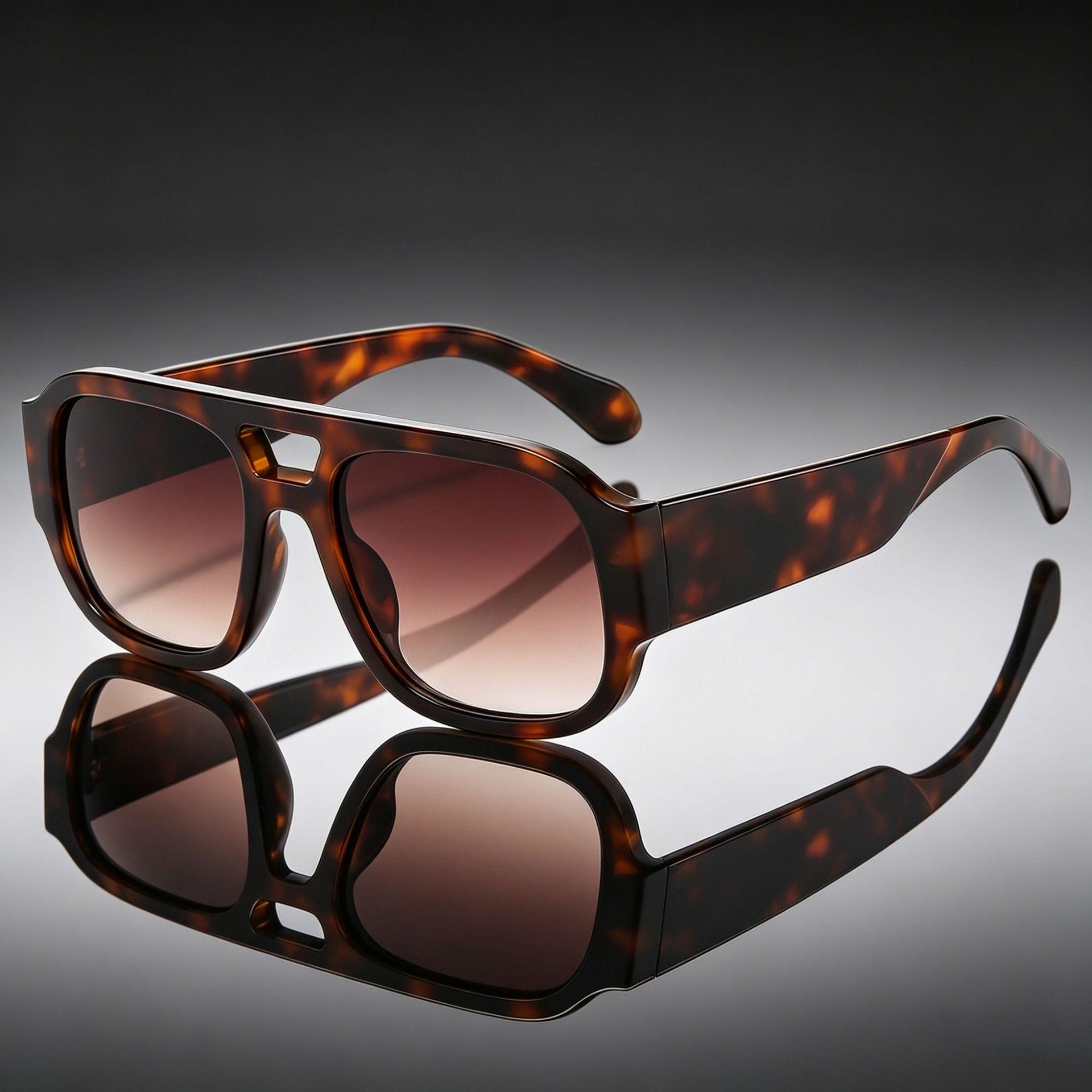 Unisex Double Beam Square Frame Sunglasses, Fashionable & Versatile with UV Protection - European & American Trend 89268