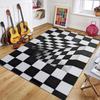 Optischer Schwarz-Weiß-Schachbrett-Teppich Kreativer Visueller Effekt Leicht zu Reinigende Bodenmatte für Wohnzimmer Spielzimmer Heimdekoration