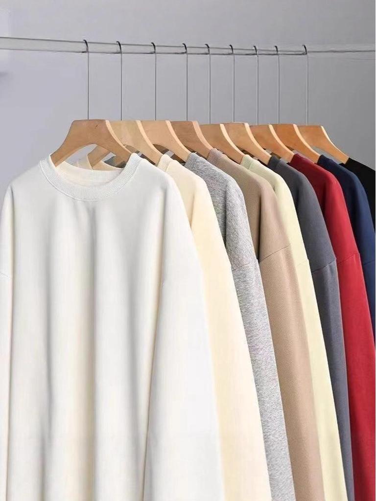 Men's Autumn Retro Casual Plain Round Neck Hoodie