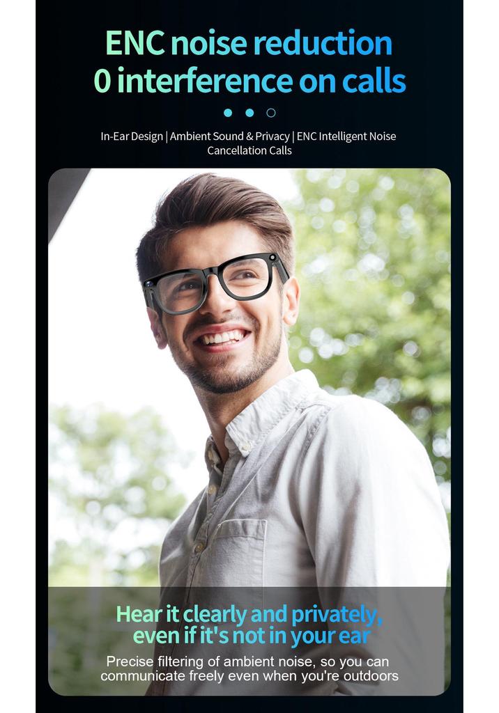 CY01 Smart Glasses: 800W Pixel Camera, AI Translation, Video/Meeting Recording, Object Recognition, Calls, Bluetooth Connectivity.