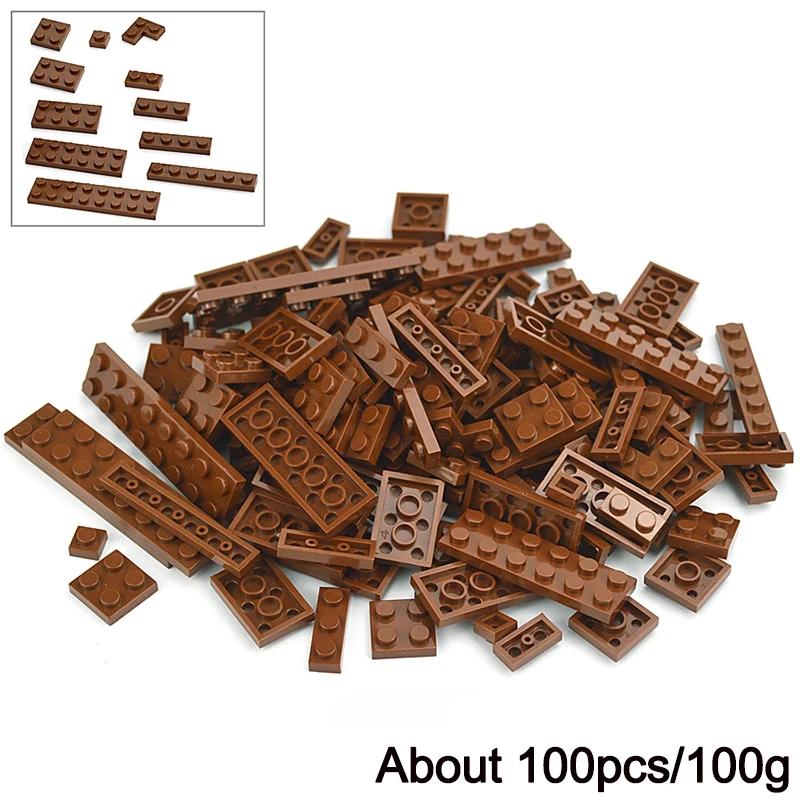 100Pcs Bulk Parts Thin Bricks 12 Size Mixed 15 Color Building Blocks Figures MOC Model Educational Construction Toy for Kid Gift