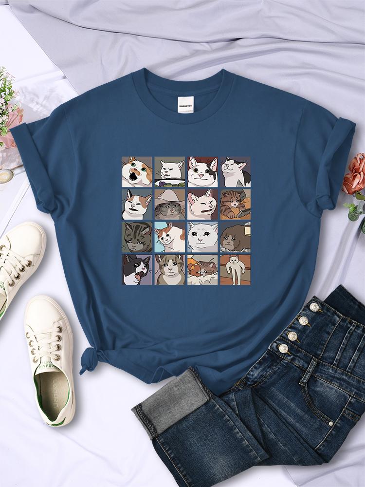 Animal Dog Cat Printing Women Tee Shirts Trendy Summer Clothing Harajuku Sport Style Tops Multicolor Casual Female T-Shirt