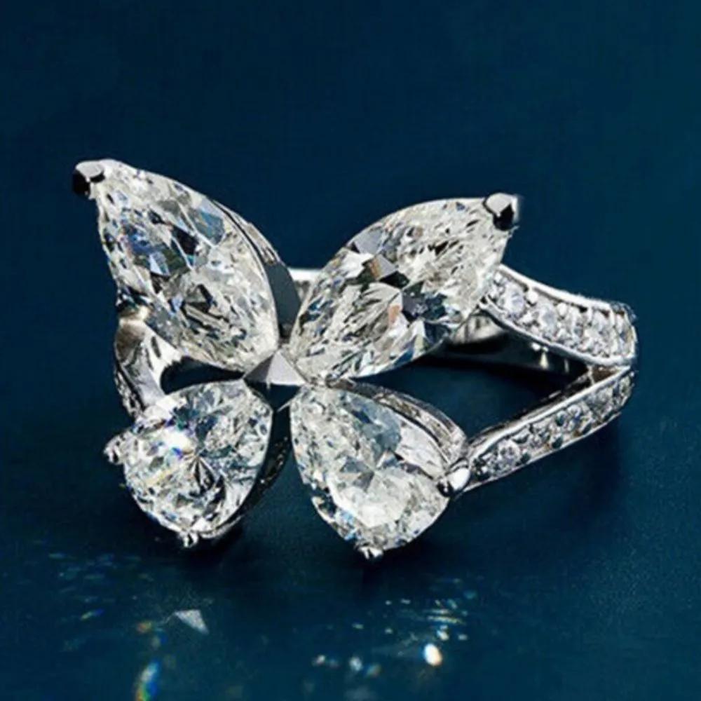 Hot selling and trendy exquisite women's micro inlaid zircon butterfly ring