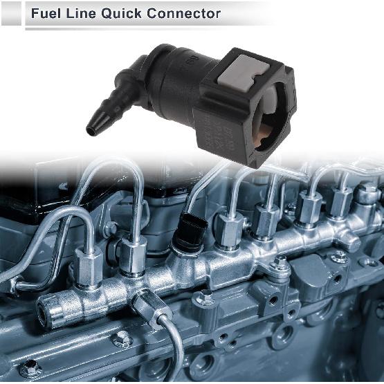 1/8" Fuel Line Quick Connector ID Hose for 5/16" SAE Male Connector Female to Barb 90 Degree Quick Adapter Seal Fittings Plastic Black Grey 2 Pcs