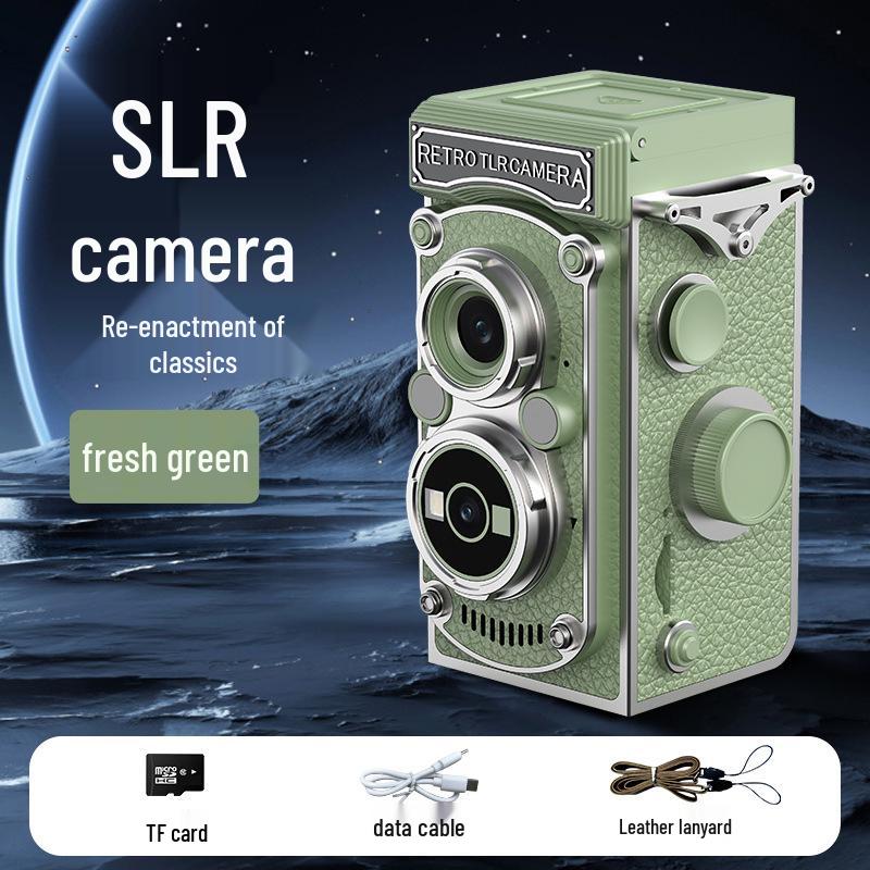 Retro Dual-Lens Travel Camera - Manual Crank, Student-Friendly, Portable Film & Digital Model