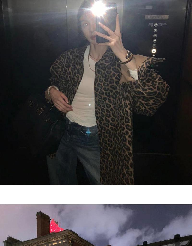 American Leopard Print Shirt Jacket - Women's Autumn Long Sleeve Top