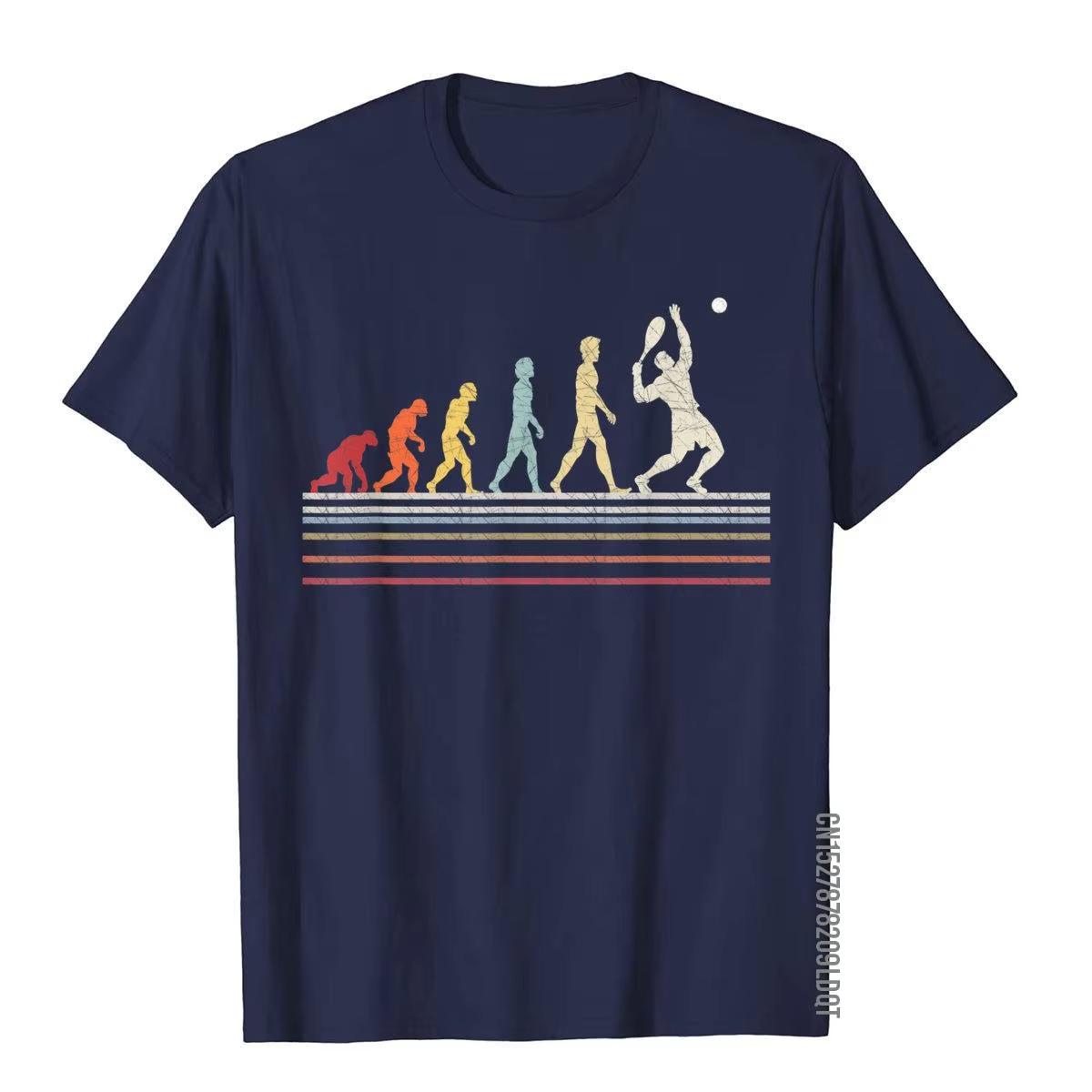 

Funny Tennis Evolution of Man Sport Retro Vintage Gift T-Shirt Youthful T Shirts for Men Cotton Tops & Tees Street Cheap 4XL