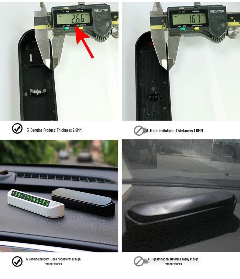 Hidden Press-Type Car Dashboard Phone Number Plate for Temporary Parking