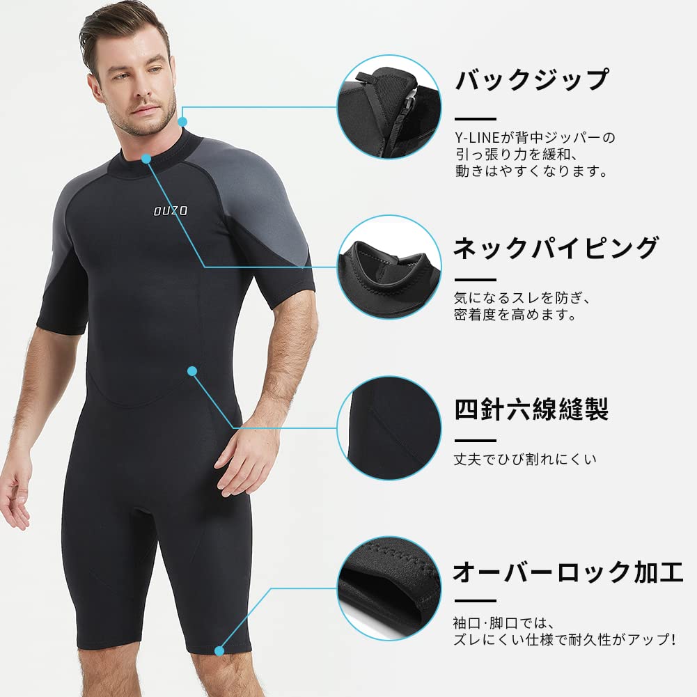 MORGEN SKY Våtdrakt for One Neopren Marinevann Rygg Jersey CK2001 Menn, 1,5 mm Stykke/Vår, Materiale, Sport, Sport, Dykking, Surfing, Glidelås, Fôr,