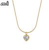 EFFIE QUEEN Edelstahl Herz Choker Kette Glänzend Zirkon CZ Liebesherz Anhänger Halskette Vintage Schmuck Zubehör STKN21