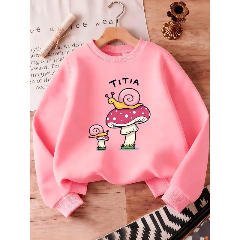 Adorable Snail And Mushroom Print Design, a Comfortable And Easy Thin Sweatshirt for Baby Girls Aged 0-3