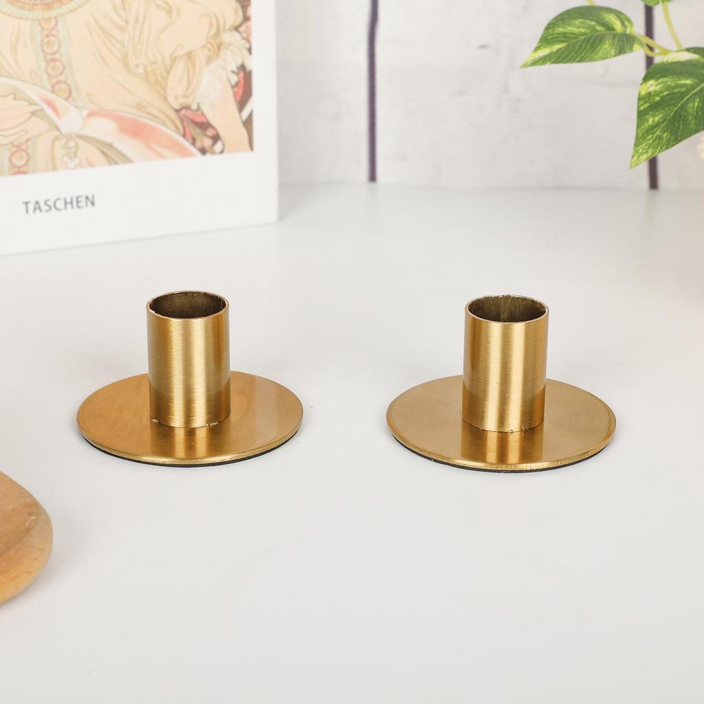 2 Stück Gold/Schwarz Metall Kerzenhalter Stabkerzenleuchter 5cm/2" Säulenplatte Minimalistisch Vintage Deko Esstisch Hochzeitsfeier