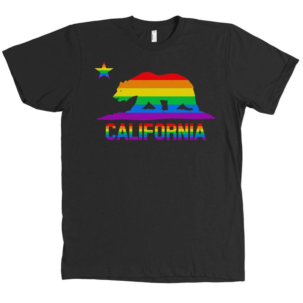 California Gay Pride Flag Bella + Canvas Rainbow Bear Shirt LGBT Ally Top NEW