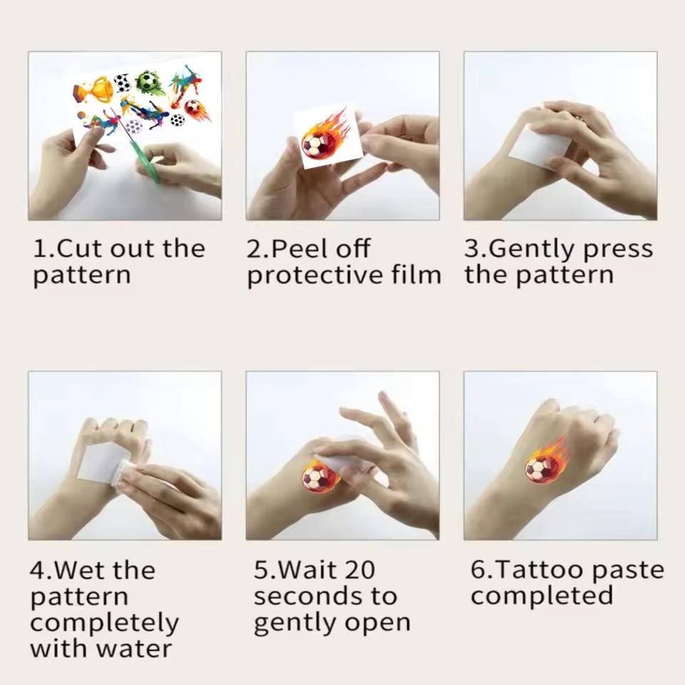 10/20/30Sheets Temporary Tattoos for Football Soccer Fan Fake Tattoo Sticker Waterproof Tattoo Sticker Sleeves Man Women