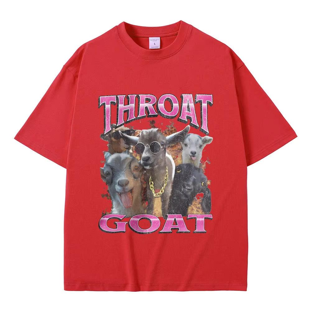 Funny Throat Goat Graphic Print T-shirts Male Fashion Oversize Streetwear Men Women Casual High Quality Pure Cotton Short Sleeve