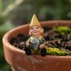 Garden Gnome Miniature Statue HandPainted Figurine for Potted Plants, Patio Red