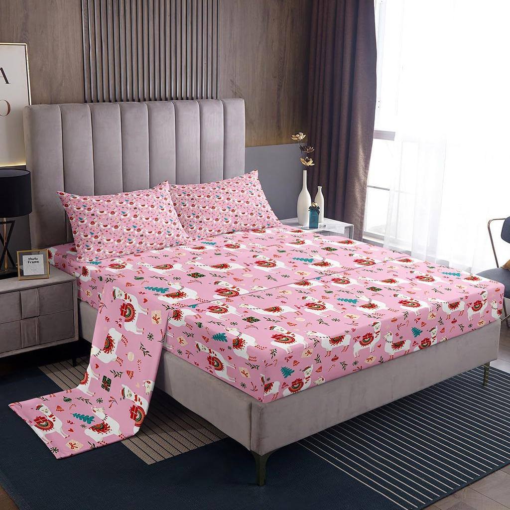 Christmas Element Pattern Mattress Four-Piece Bedding Set Bedroom Dormitory Bedding Decoration