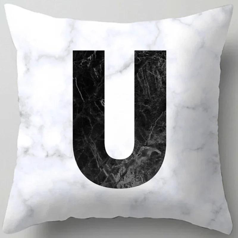 Home Decor Marble Letter Printed Pillowcase Decorative Pillow Sofa Cushion Cover