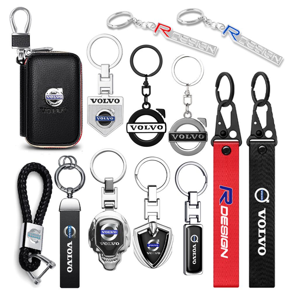 Car Metal Leather Badge Key Chain Key Case Braided Rope Keyrings For Volvo S40 S80L S60 XC40 XC60 XC90 V40 V60 V90 V70 C30 C40