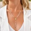 Vnox Collana con Rosario in Acciaio Inossidabile e Croce della Vergine Maria per Donne, Collana a Y con Medaglia Ovale del Rosario di San Benedetto Gioielli