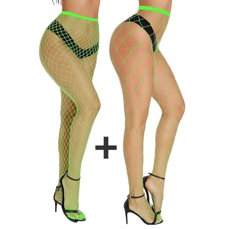 Shengrenmei Green Tights Plus Size Women'S High Waist Pantyhose Fishnet Hosiery Erotic Bodystockings Underwear Party Club Wear