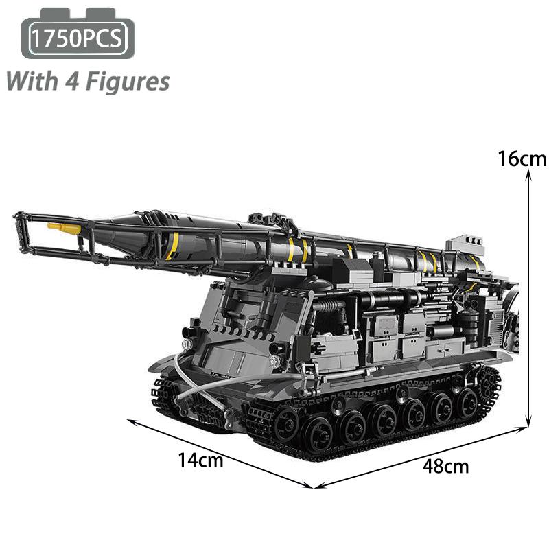 MOC Tank Building Blocks Military Series Rocket Launcher Tank Missle Armored Vehicle Tractor Bricks 3D Model Toys Sets Kid Gifts