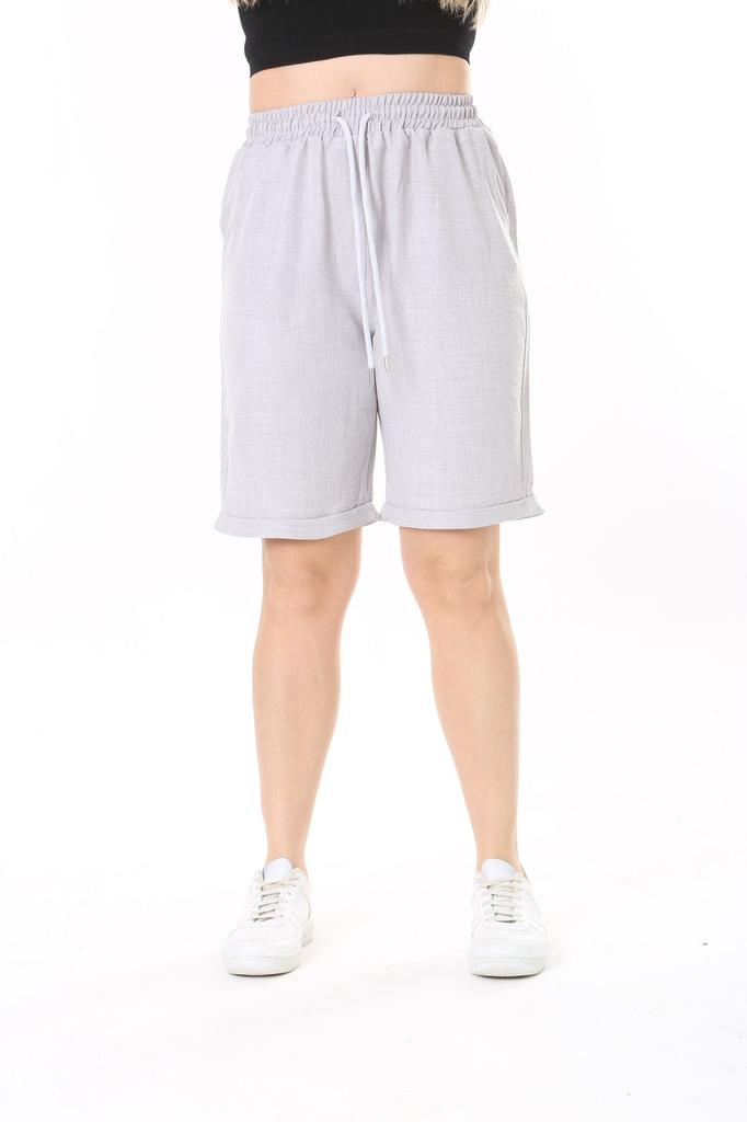 Damskie modne duże szorty i bermudy, podwójne nogawki, lniane szorty w dużych rozmiarach