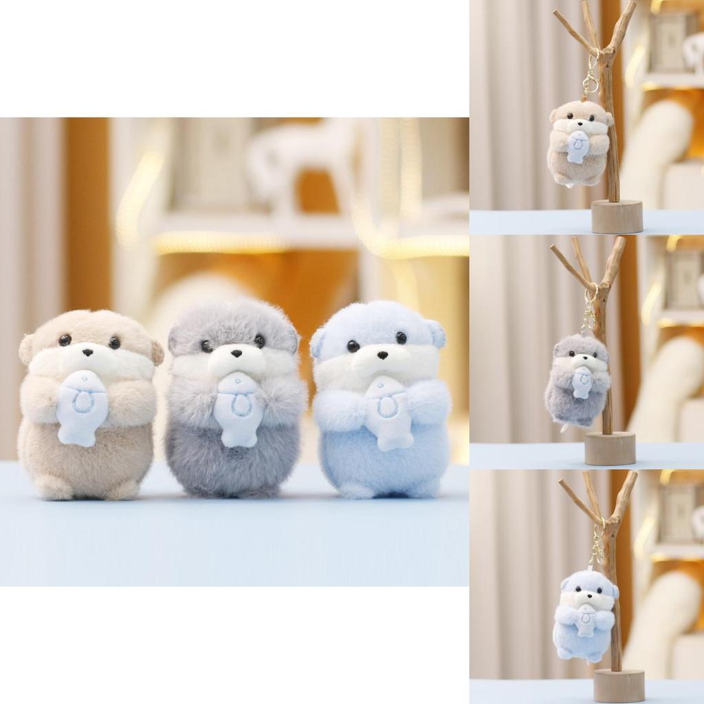 Cute Sea Otter Plush Doll With Short Faux Fur For Bag Pendant And Gift