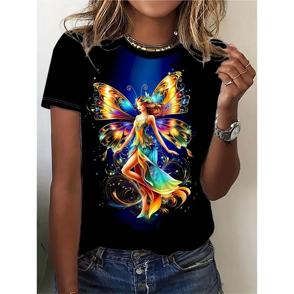 T-shirt women's short sleeved round neck T-shirt Harajuku top casual T-shirt women's clothing