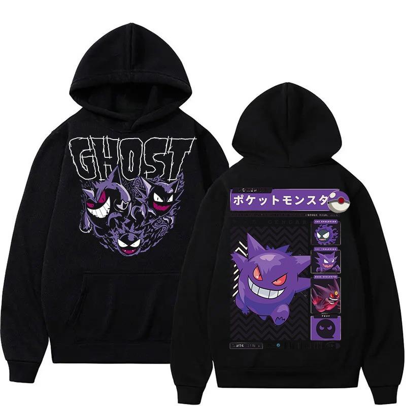 Cartoon Pokémon Gengar Printed Pure Cotton Hoodie for Men/Women Autumn and Winter New Y2K Harajuku Large Size Casual Sweater Top